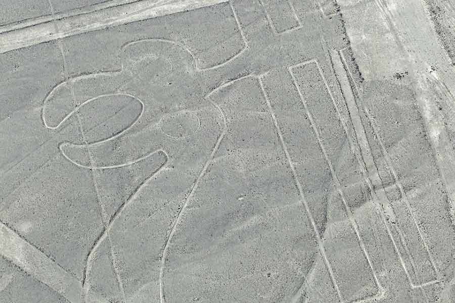 An aerial view of the Parrot Nazca Lines in Peru