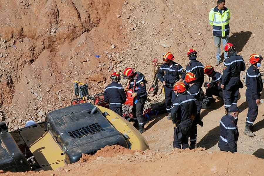 Rescuers working to reach a five-year-old boy trapped in a well in the northern hill town of Chefchaouen in Morocco on Saturday –Reuters photo