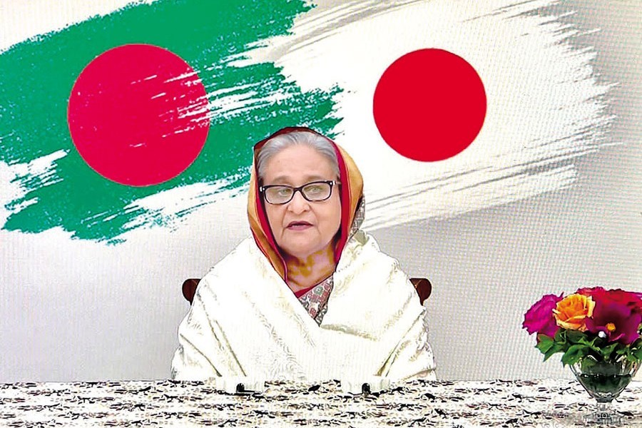 Prime Minister Sheikh Hasina is delivering a video message on Tuesday on the occasion of the 50th anniversary of bilateral relations between Bangladesh and Japan — PID