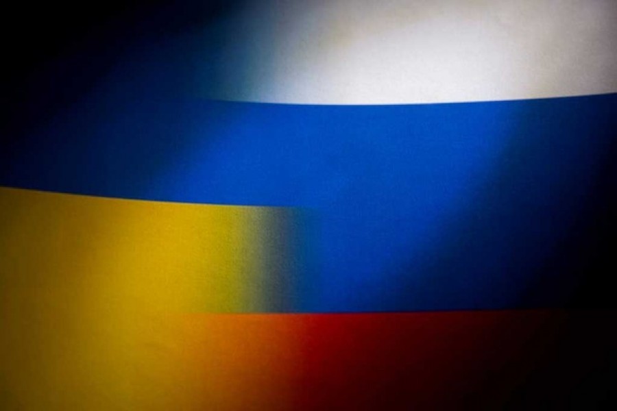 Russia's and Ukraine's flags are seen printed on paper in this illustration taken January 27, 2022 –Reuters/Files