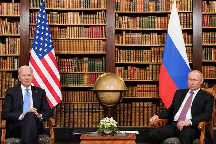 US President Joe Biden and Russia's President Vladimir Putin meet for the US-Russia summit at Villa La Grange in Geneva, Switzerland on June 16, 2021 — Reuters/Files