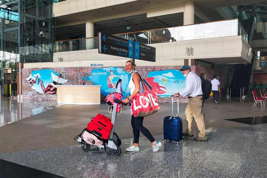 Foreign tourists arriving at the I Gusti Ngurah Rai International Airport in Bali of Indonesia on Monday –Reuters Photo