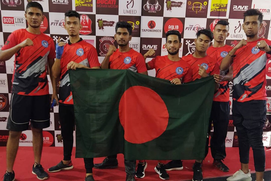 Fighters from Habib MMA academy in Boom Open Asia Championship, India, December, 2019. They won 5 gold and 2 silver medals