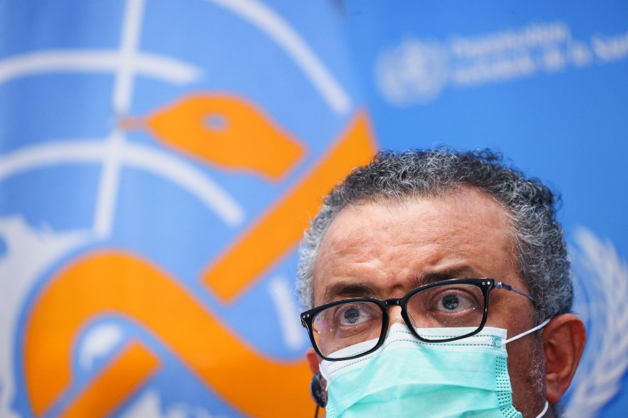 Tedros Adhanom Ghebreyesus, Director-General of the World Health Organization (WHO), attends a news conference in Geneva, Switzerland, December 20, 2021. REUTERS/Denis Balibouse