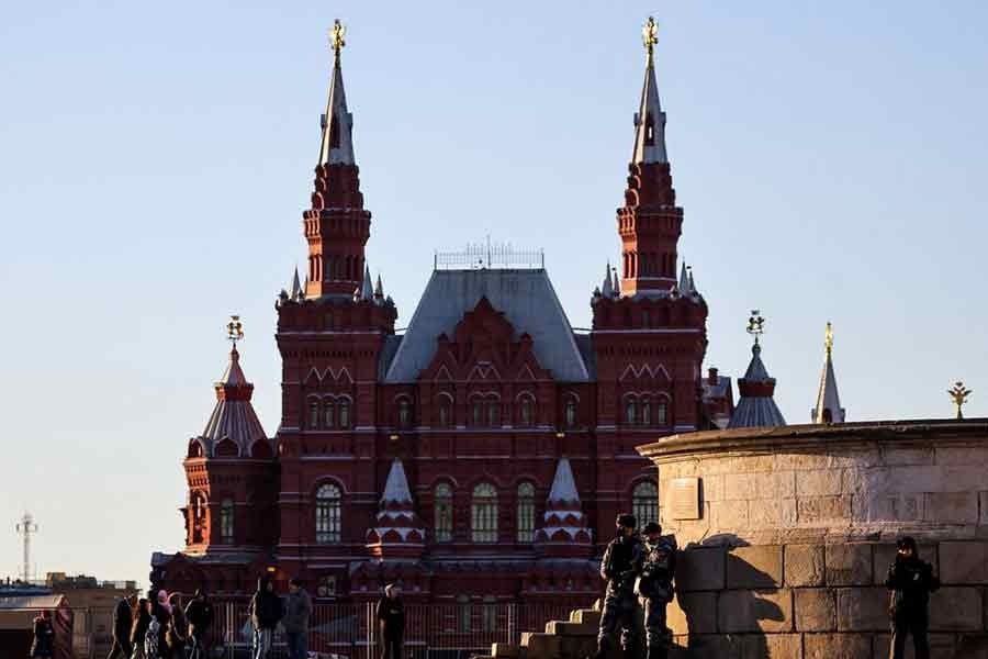 Members of Russia's National Guard patrolling Red Square in Moscow of Russia on March 15 this year –Reuters file photo