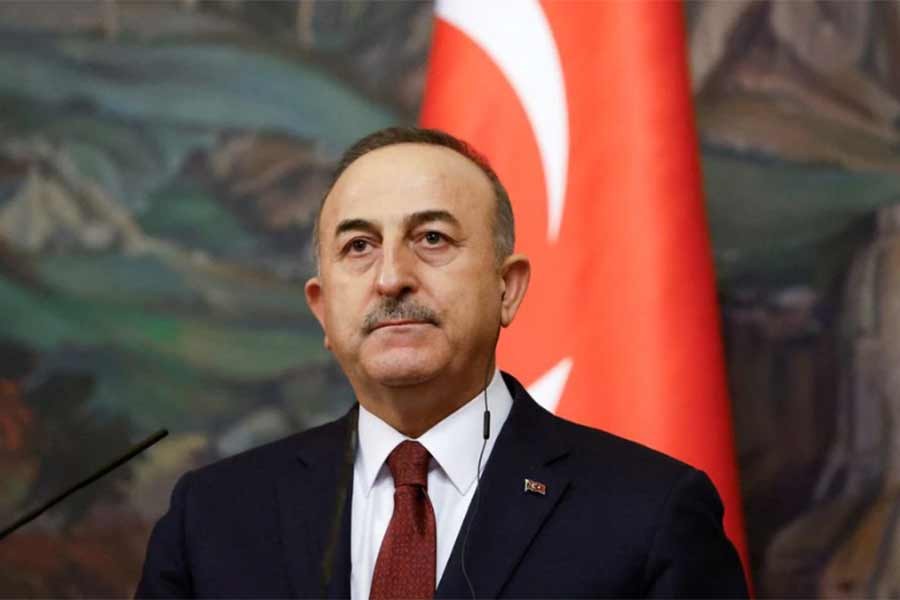 Turkish Foreign Minister Mevlut Cavusoglu attending a news conference after talks with his Russian counterpart Sergei Lavrov in Moscow on March 16 this year –Reuters file photo