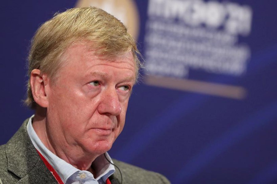 Anatoly Chubais, special representative of Russian President Vladimir Putin, attends a session of the St. Petersburg, Russia on June 3, 2021 — Reuters/Files