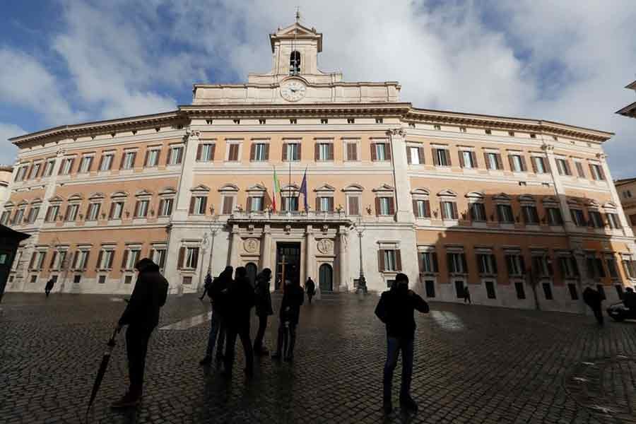 People standing outside Montecitorio Palace, the lower house of Italian parliament, on the last day of consultations between Italy's Prime Minister designate Mario Draghi and political parties in Rome of Italy on February 9 last year –Reuters file photo