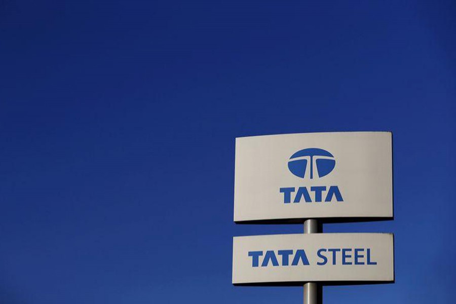 A company logo is seen outside the Tata steelworks near Rotherham in Britain on March 30, 2016 — Reuters/Files