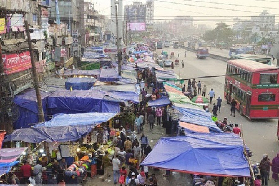 Road encroachment in Narayanganj may add to traffic woes during Eid