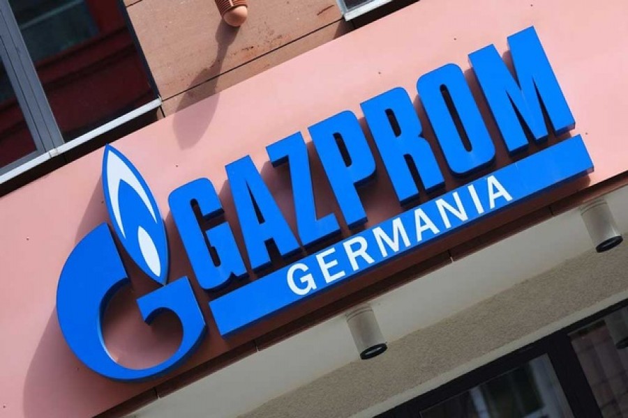 The logo of Gazprom Germania is pictured at their headquarters, in Berlin, Germany April 1, 2022 — Reuters