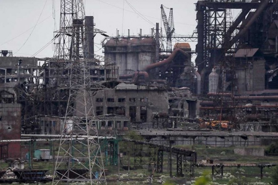A view shows a plant of Azovstal Iron and Steel Works during Ukraine-Russia conflict in the southern port city of Mariupol, Ukraine May 15, 2022. REUTERS/Alexander Ermochenko