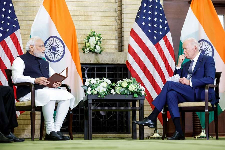 US President Joe Biden and India's Prime Minister Narendra Modi holding a bilateral meeting alongside the Quad Summit at Kantei Palace in Tokyo on Tuesday –Reuters photo