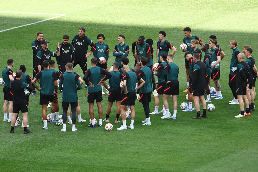 Liverpool players during a training session at Stade de France, Saint-Denis near Paris, France on May 27, 2022 — Reuters photo