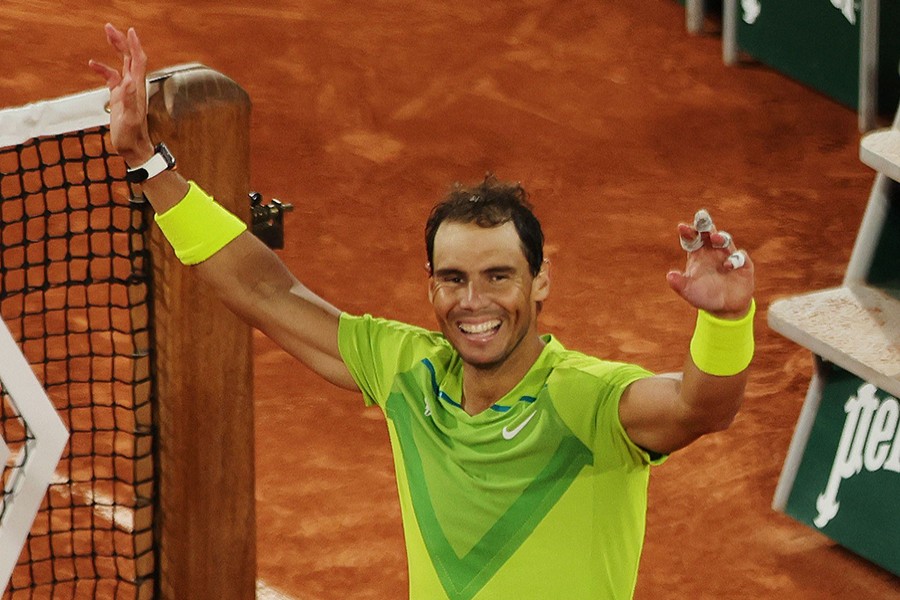 Spain's Rafael Nadal celebrates winning his quarter final match against Serbia's Novak Djokovic at Roland Garros in Paris, France on June 1, 2022 — Reuters photo