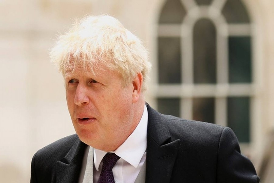 British Prime Minister Boris Johnson arrives for a lunch reception at London's Guildhall as celebrations for the Queen's Platinum Jubilee continue, in London, Britain, June 3, 2022. Reuters