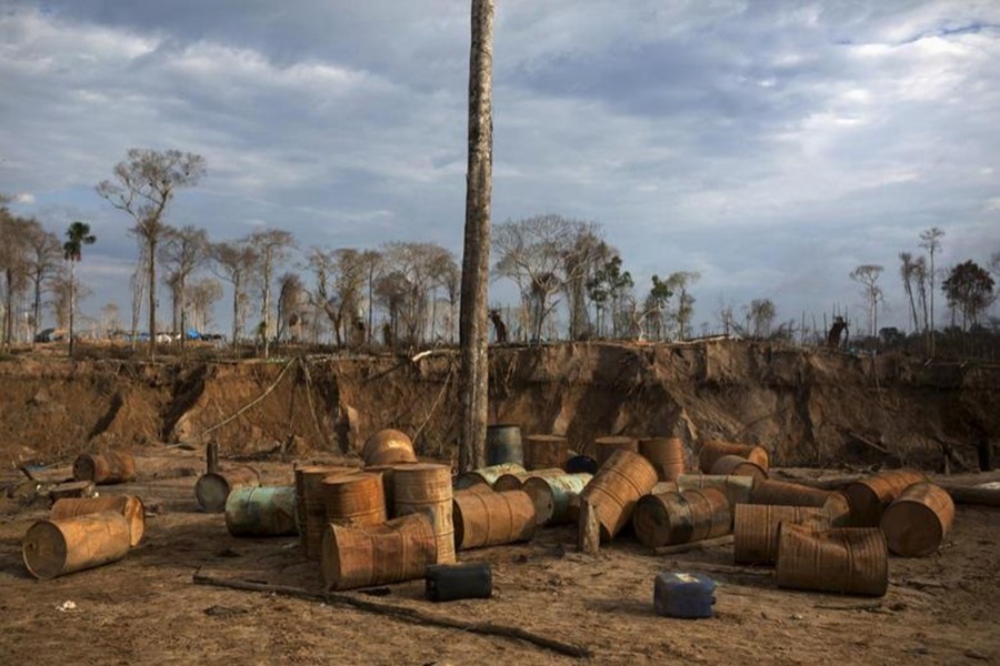 View of destroyed illegal gold mining camps after a police operation in La Pampa, in the southern Amazon region of Madre de Dios, Peru on August 11, 2015 — Reuters file photo used only for representational purpose