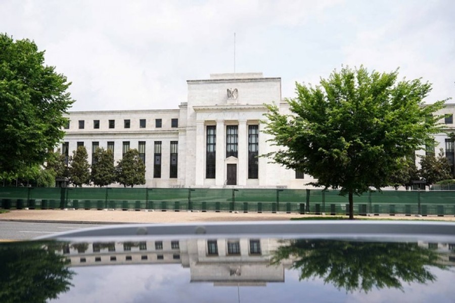 The exterior of the Marriner S Eccles Federal Reserve Board Building is seen in Washington, DC, US, June 14, 2022. REUTERS