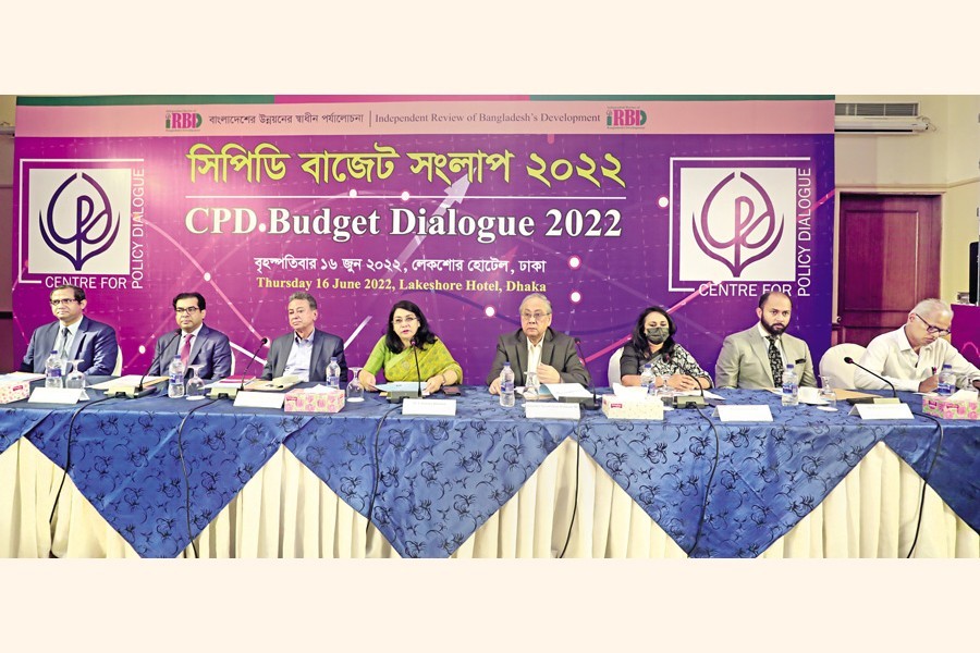 Dr Fahmida Khatun, executive director of the Centre for Policy Dialogue (CPD), speaks at an event titled 'CPD Budget Dialogue 2022' at a city hotel on Thursday. Politicians and business leaders attended the programme