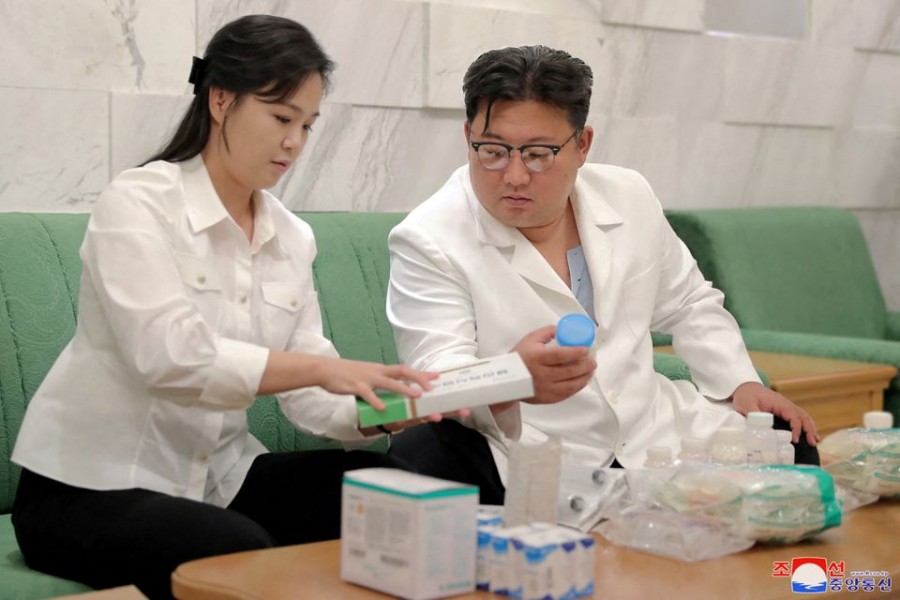 North Korean leader Kim Jong Un sends home-prepared medicines to the Haeju City Committee of the Workers' Party of Korea (WPK) in this photo released by the country's Korean Central News Agency on June 16, 2022. KCNA via REUTERS