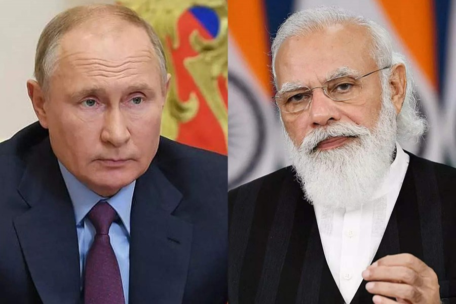 Indian Prime Minister Narendra Modi and Russian President Vladimir Puti are seen in this combination photo — Collected