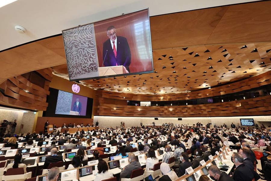 Director-General of the World Health Organization (WHO) Tedros Adhanom Ghebreyesus addressing the 75th World Health Assembly at the United Nations in Geneva on May 22 this year –Reuters file photo