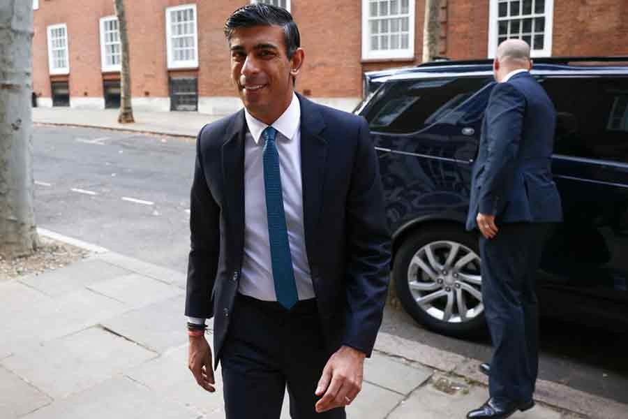 Conservative leadership candidate Rishi Sunak arriving at an office building in London on Wednesday –Reuters photo