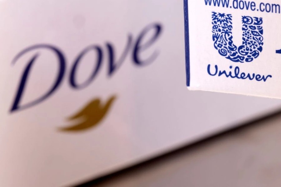 Unilever logo is seen on a Dove soap box in this illustration taken on January 17, 2022. REUTERS/Dado Ruvic/Illustration