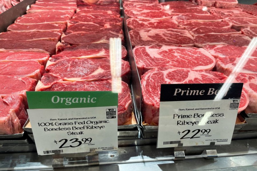 Meat is seen in a supermarket as rising inflation affects consumer prices in Los Angeles, California, U.S., June 13, 2022. REUTERS/Lucy Nicholson/File Photo