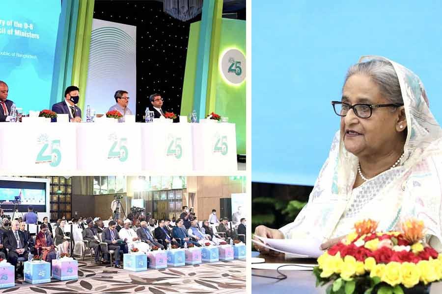 Prime Minister Sheikh Hasina addressing the 20th session of the council of ministers of the D-8 Organization for Economic Cooperation (D-8) in Dhaka on Wednesday virtually from Ganabhaban –PID Photos