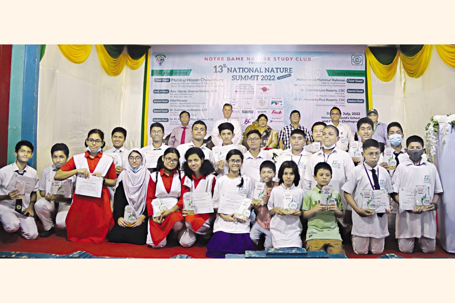 Prize giving ceremony of National Nature Summit Chattogram Division was held at St Placid's School and College in Chattogram recently