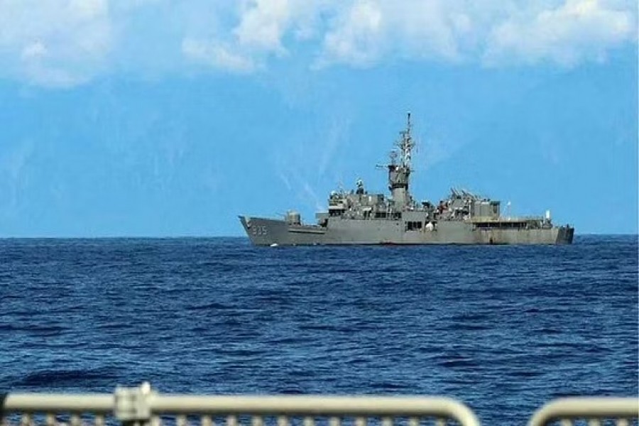 A Taiwan military vessel is seen from a Navy Force vessel under the Eastern Theatre Command of China's People's Liberation Army (PLA) during the navy's military exercises in the waters around Taiwan, at an undisclosed location in this August 5, 2022 handout released on August 6, 2022. Eastern Theatre Command via REUTERS