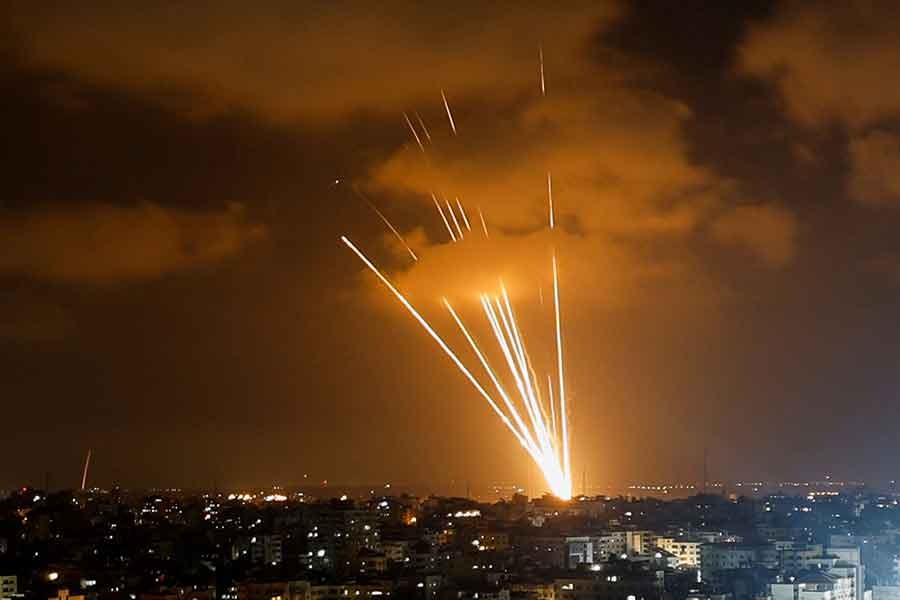 Rockets are fired into Israel on August 5 this year in response to Israeli airstrikes in Gaza city of Palestine -Reuters file photo