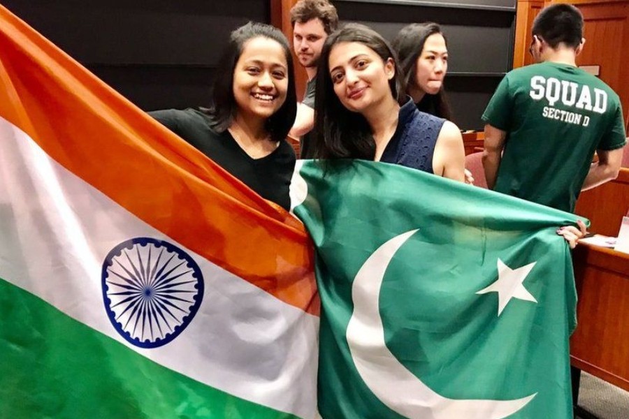 The women posed with flags of their respective countries -  SNEHA BISWAS / LINKEDIN