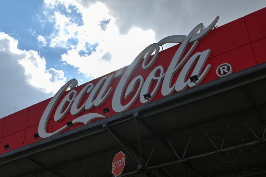 A view shows the logo of Coca-Cola at the company's plant in Azov in the Rostov region, Russia March 9, 2022. REUTERS/Sergey Pivovarov/File Photo