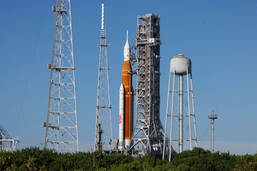 NASA’s next-generation moon rocket, the Space Launch System (SLS) rocket with its Orion crew capsule perched on top, as it stands on launch pad 39B in preparation for the unmanned Artemis 1 mission at Cape Canaveral, Florida, US on August 27, 2022 — Reuters photo