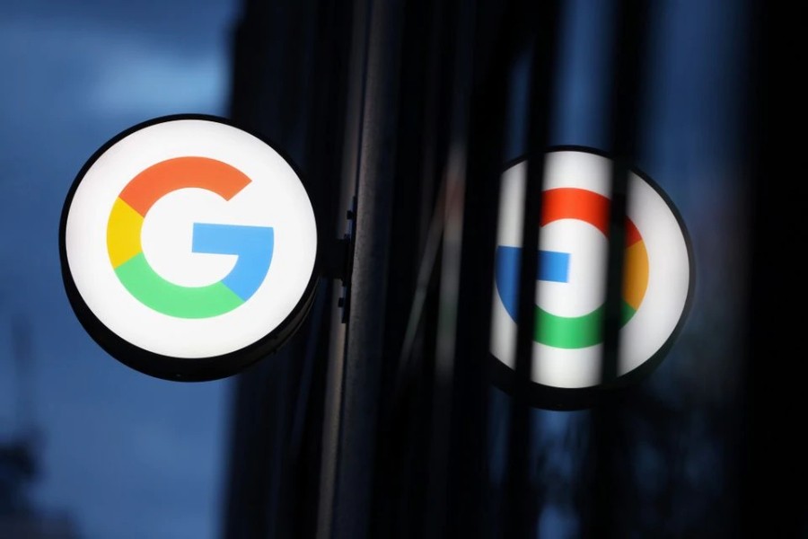 The logo for Google LLC is seen at the Google Store Chelsea in Manhattan, New York City, U.S., November 17, 2021. REUTERS/Andrew Kelly