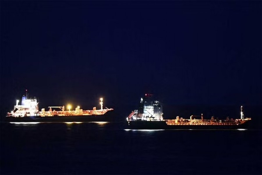 Oil product tankers sail along Nakhodka Bay near the port city of Nakhodka, Russia Aug 12, 2022. Reuters/Files