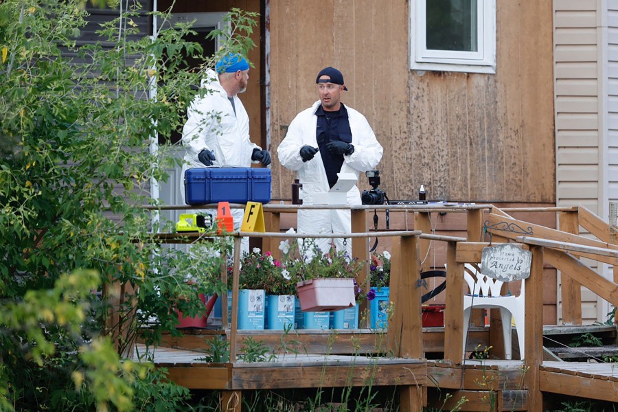 A police forensics team investigates a crime scene after multiple people were killed and injured in a stabbing spree in Weldon, Saskatchewan, Canada on September 4, 2022 — Reuters photo