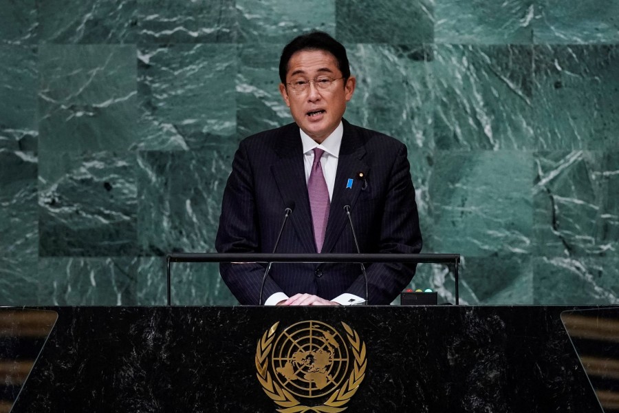 Japan's Prime Minister Fumio Kishida addresses the 77th Session of the United Nations General Assembly at UN Headquarters in New York City, US on September 20, 2022 — Reuters photo