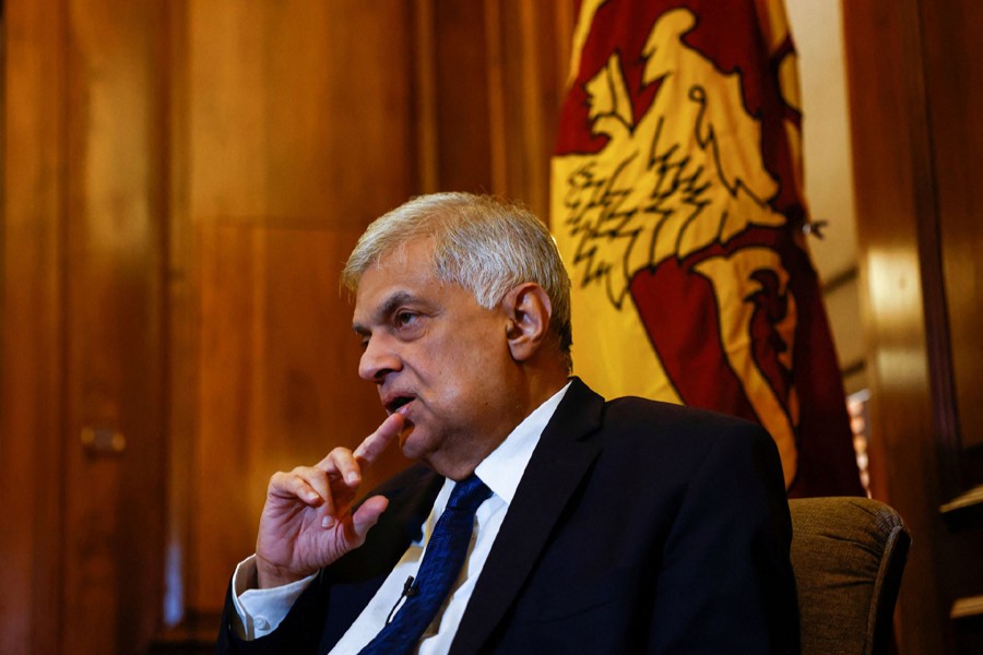 Sri Lanka's President Ranil Wickremesinghe looks on during an interview with Reuters at Presidential Secretariat, amid the country's economic crisis, in Colombo, Sri Lanka on August 18, 2022 — Reuters/Files