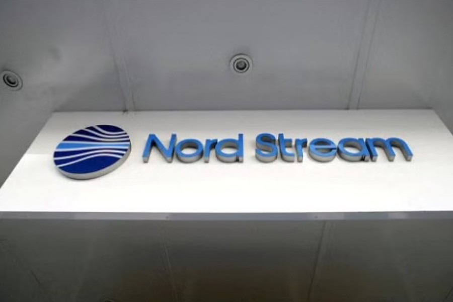 The logo of Nord Stream is seen at the headquarters of Nord Stream AG in Zug, Switzerland Mar 1, 2022. REUTERS