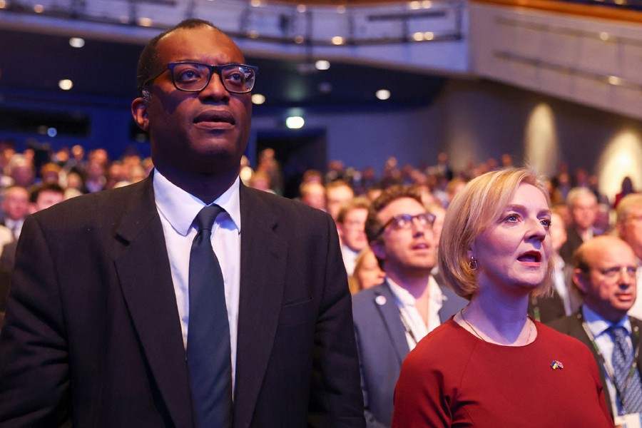 British Prime Minister Liz Truss and Chancellor of the Exchequer Kwasi Kwarteng attend the annual Conservative Party conference, in Birmingham, Britain on October 2, 2022 — Reuters photo