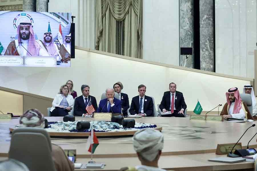 US President Joe Biden and Saudi Crown Prince Mohammed bin Salman attending an Arab summit in Jeddah on July 16 this year –Reuters file photo