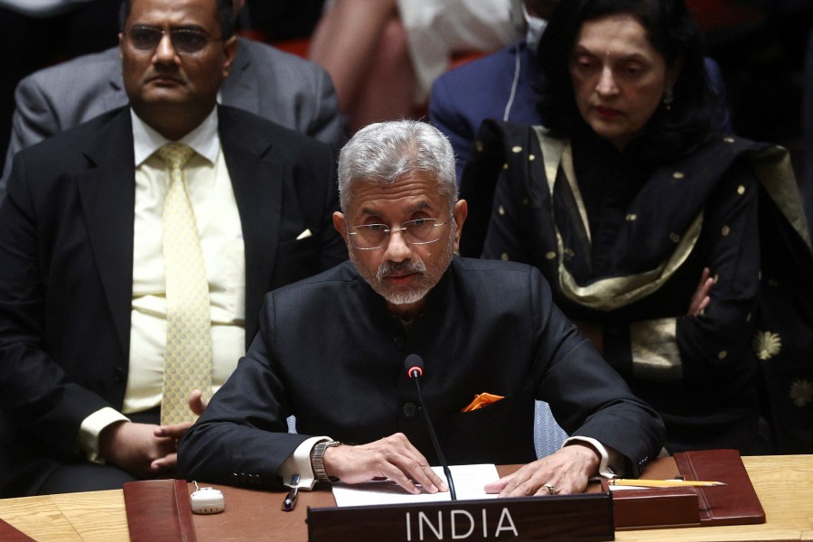 Indian External Affairs Minister Dr S Jaishankar attends a high level meeting of the United Nations Security Council on the situation amid Russia's invasion of Ukraine, at the 77th Session of the United Nations General Assembly at UN Headquarters in New York City, US, September 22, 2022. REUTERS