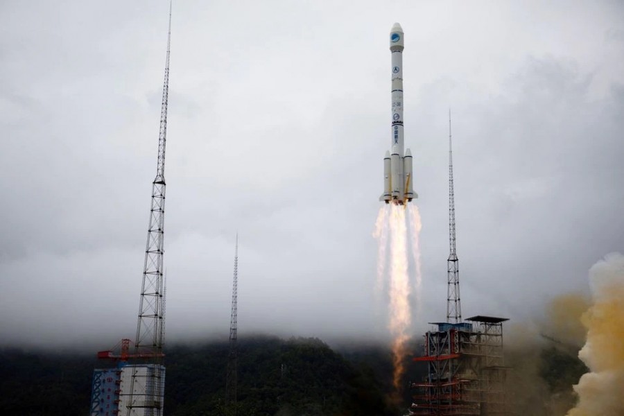 FILE PHOTO: A Long March-3B carrier rocket carrying the Beidou-3 satellite, the last satellite of China's Beidou Navigation Satellite System, takes off from Xichang Satellite Launch Center in Sichuan province, China June 23, 2020. China Daily via REUTERS/File Photo