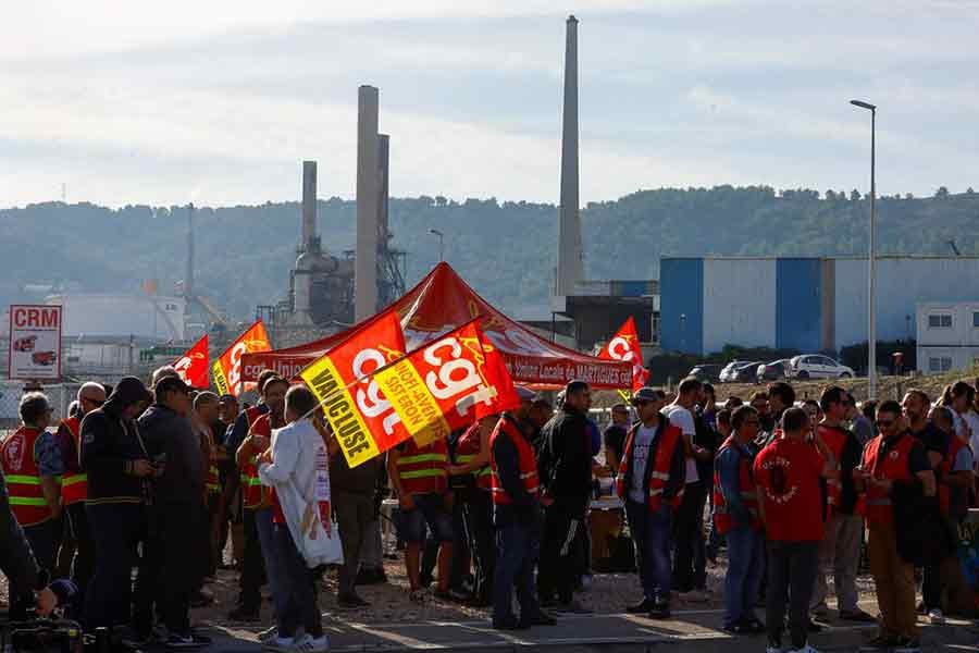 People gathering during a workers' protest outside TotalEnergies refinery in La Mede of France on Tuesday –Reuters file photo