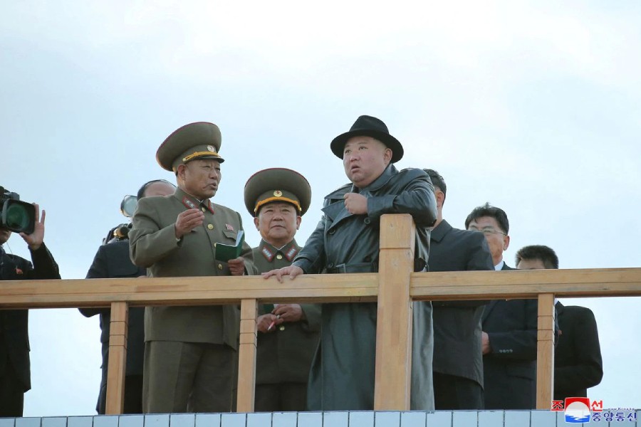 North Korea's leader Kim Jong Un attends the opening ceremony of the Ryonpho Greenhouse Farm to mark the anniversary of the founding of the ruling Workers' Party, in North Korea, in this undated photo released on October 11, 2022 by North Korea's Korean Central News Agency (KCNA). KCNA via REUTERS/File Photo