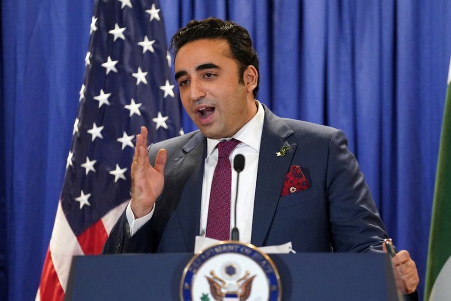 FILE PHOTO - Pakistan's Foreign Minister Bilawal Bhutto-Zardari speaks following his meeting with US Secretary of State Antony Blinken at the State Department in Washington, US, September 26, 2022. REUTERS/Kevin Lamarque/Poo