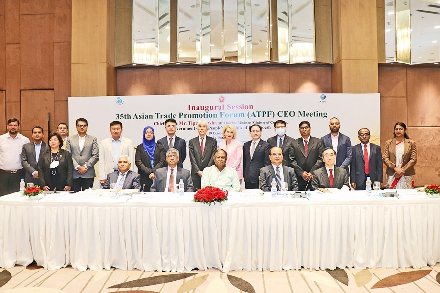 Commerce Minister Tipu Munshi along with others at the inauguration ceremony of the plenary session of the 35th Asian Trade Promotion Forum (ATPF) CEO meeting, hosted by the Export Promotion Bureau (EPB) at a city hotel on Wednesday